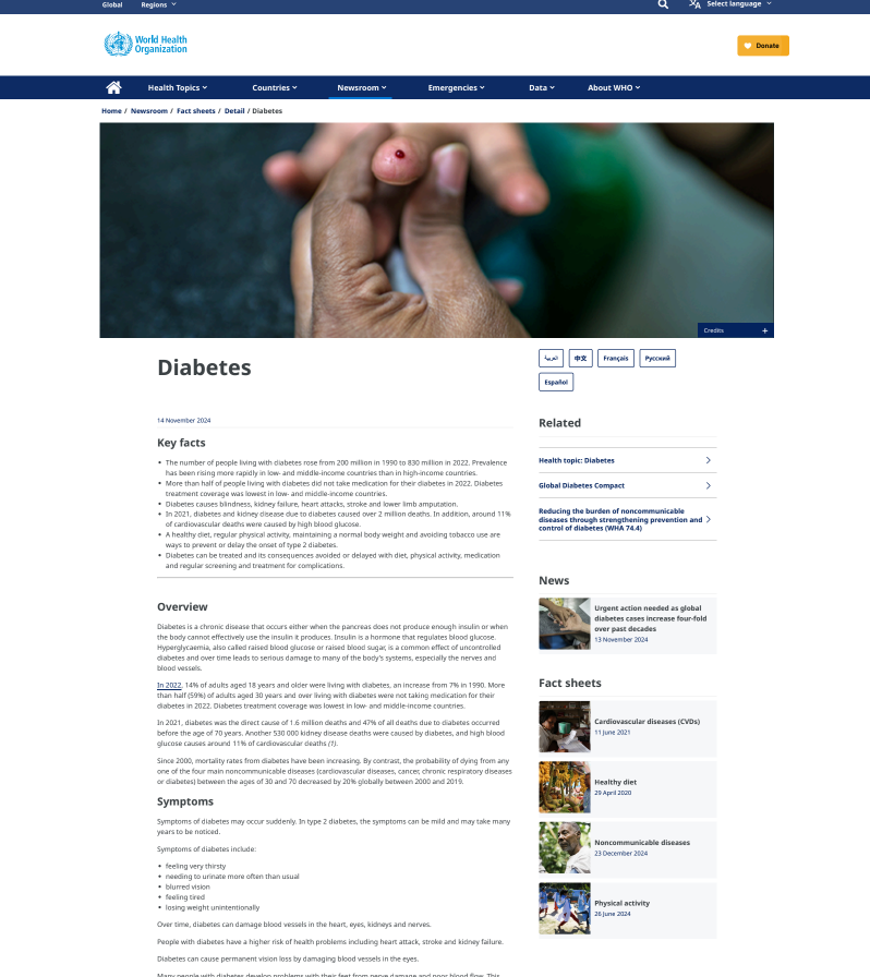 Diabetes Fact Sheet - WHO